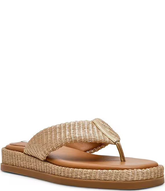 Steve Madden Bella Natural Raffia Thong Sandals Flip Flops