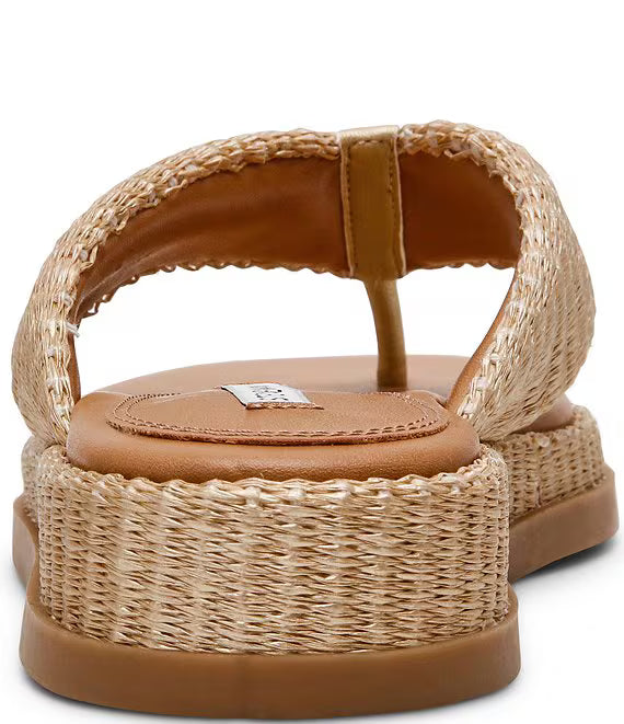 Steve Madden Bella Natural Raffia Thong Sandals Flip Flops