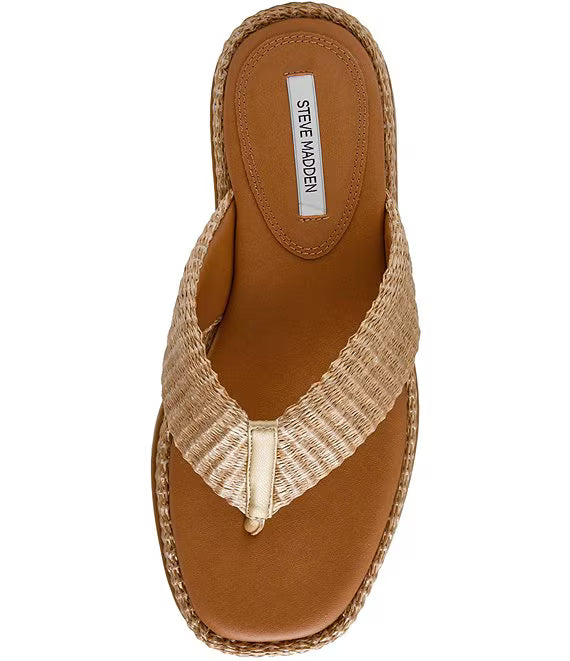 Steve Madden Bella Natural Raffia Thong Sandals Flip Flops