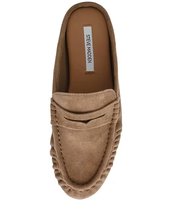 Steve Madden Rafe Suede Slip On Mules Taupe Suede