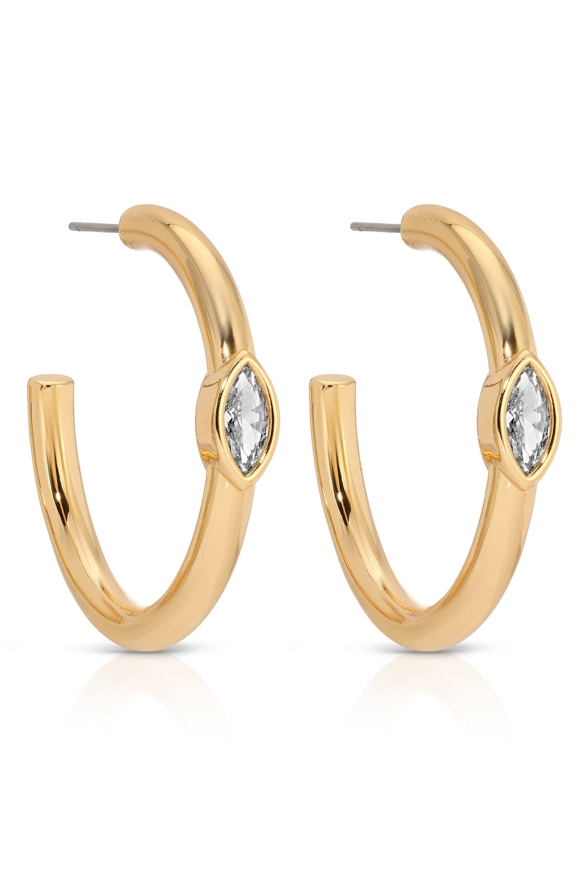 Medium Marquise Crystal Hoops