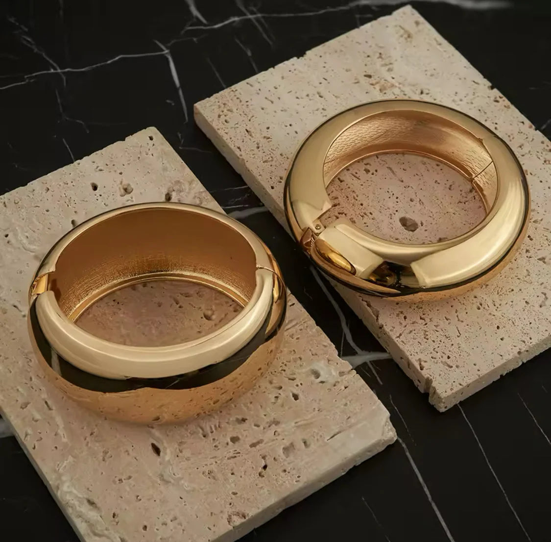 Serena Thick Cuff Bracelet | Gold Brass