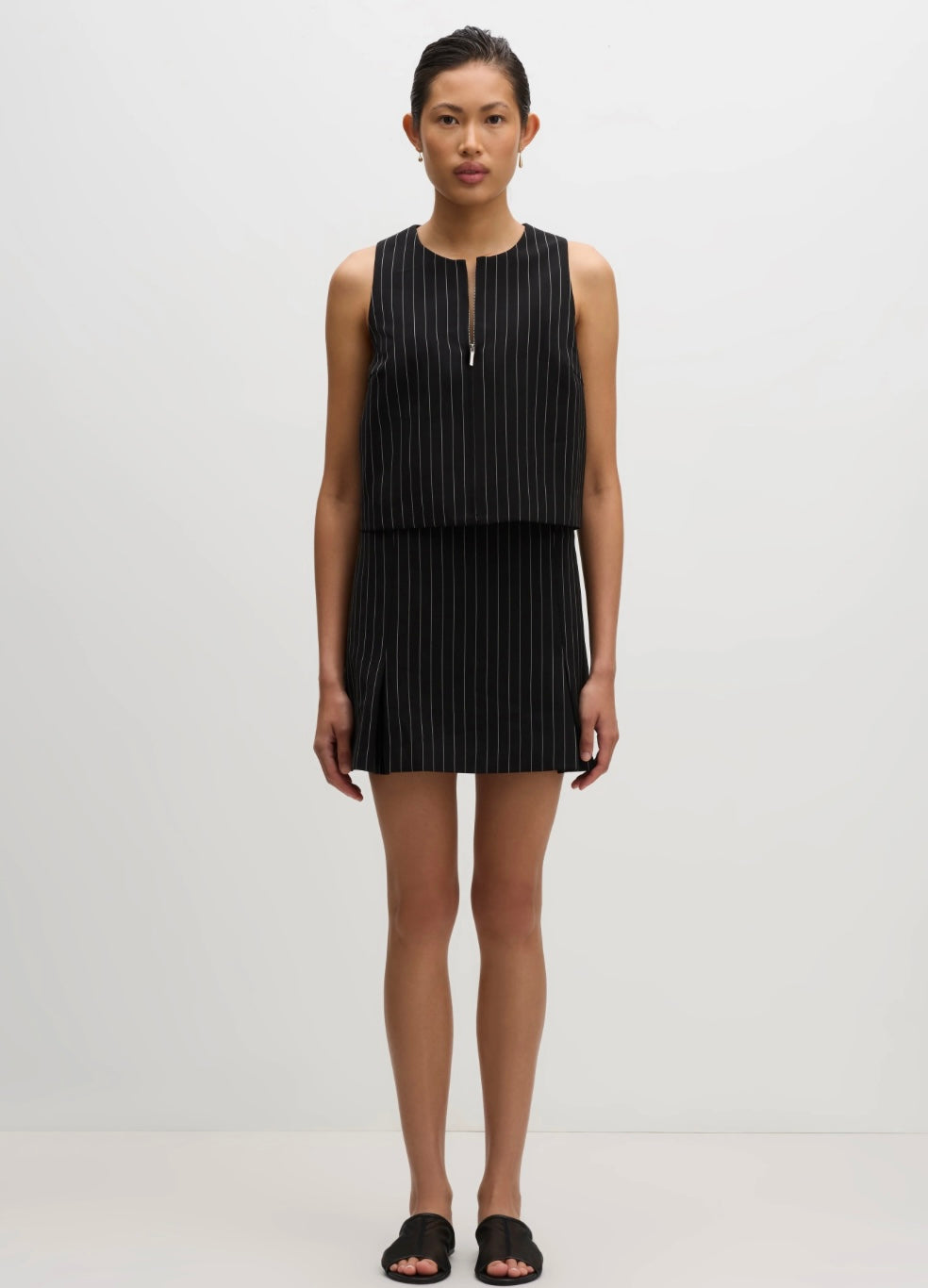 Maeve Pinstripe Mini Skirt