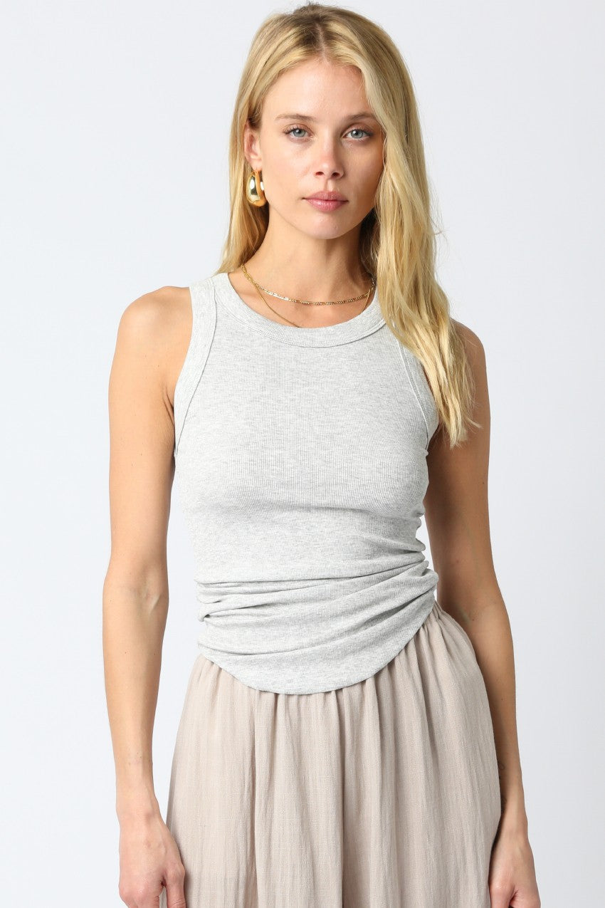 Marnie Rib Knit Tank Top Light Gray