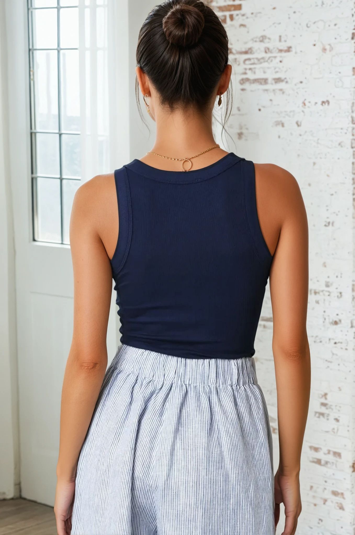 Marnie Rib Knit Tank Top | Navy