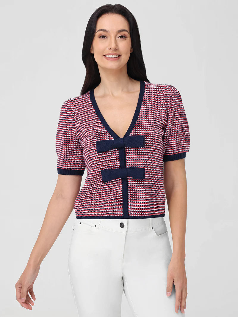 Elaine Puff Sleeve Bow Cardi
