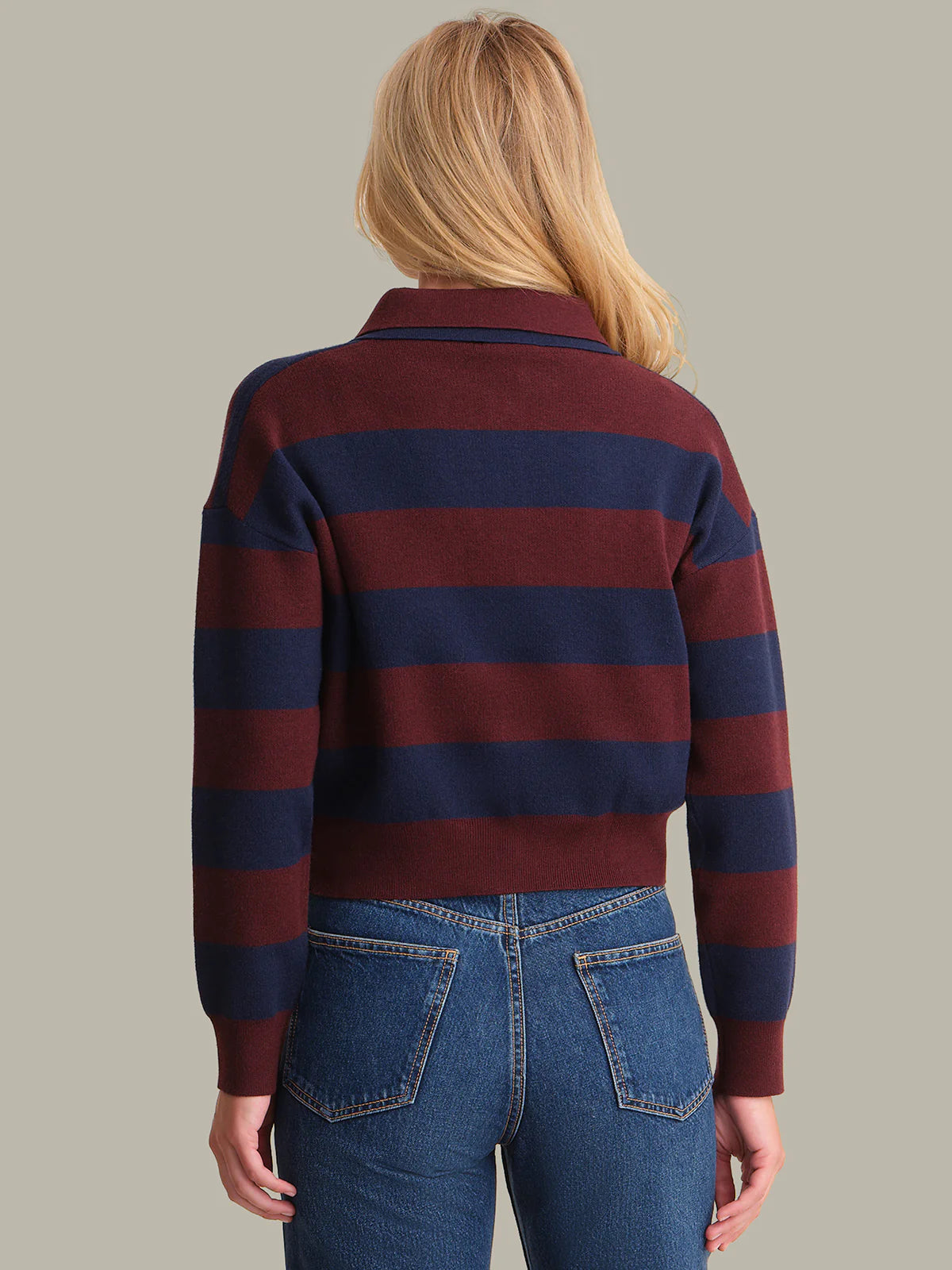Lennon Doouble Collar Rugby Stripe Oxblood