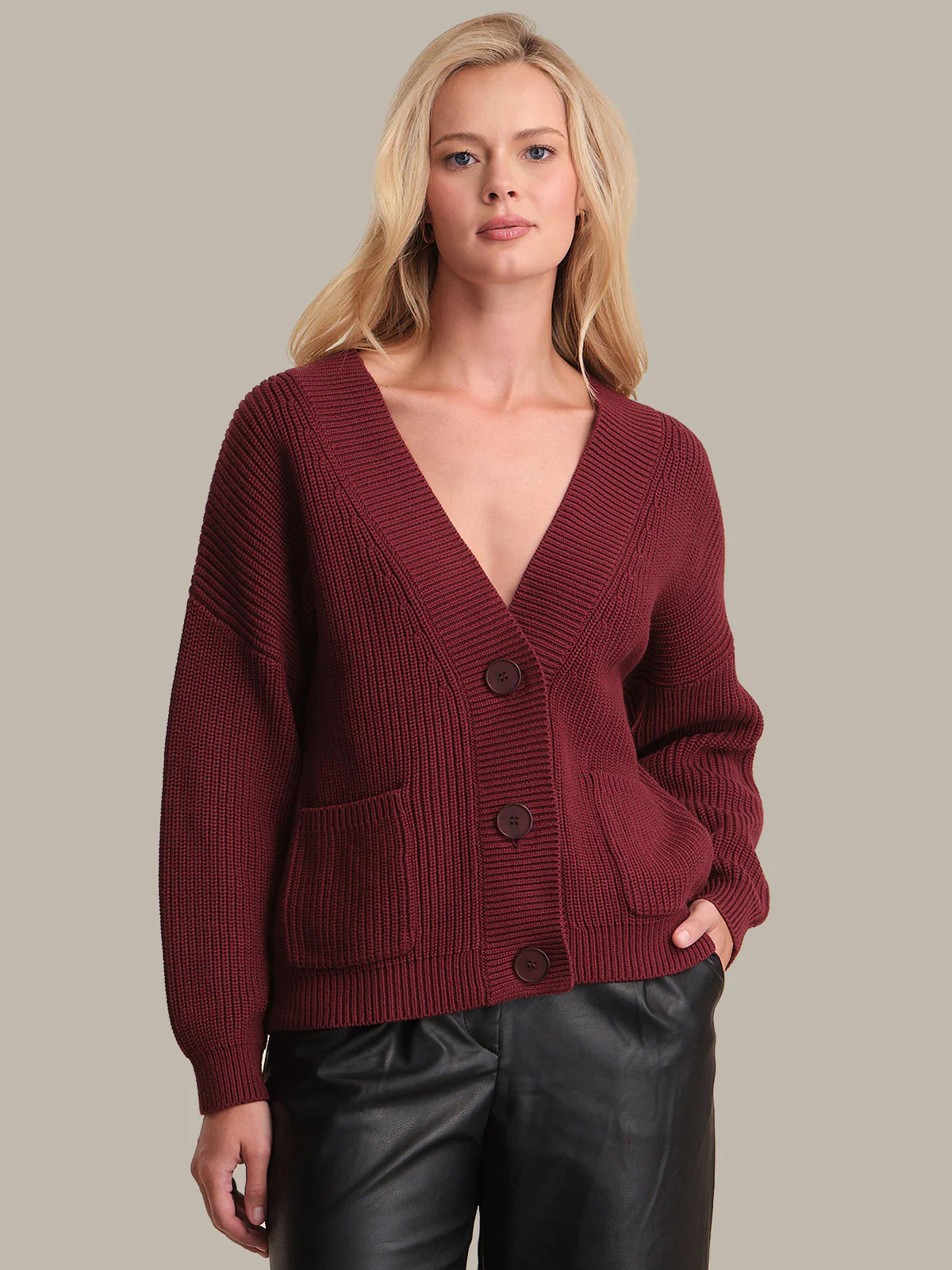 Celeste Button Down Cardigan Oxblood
