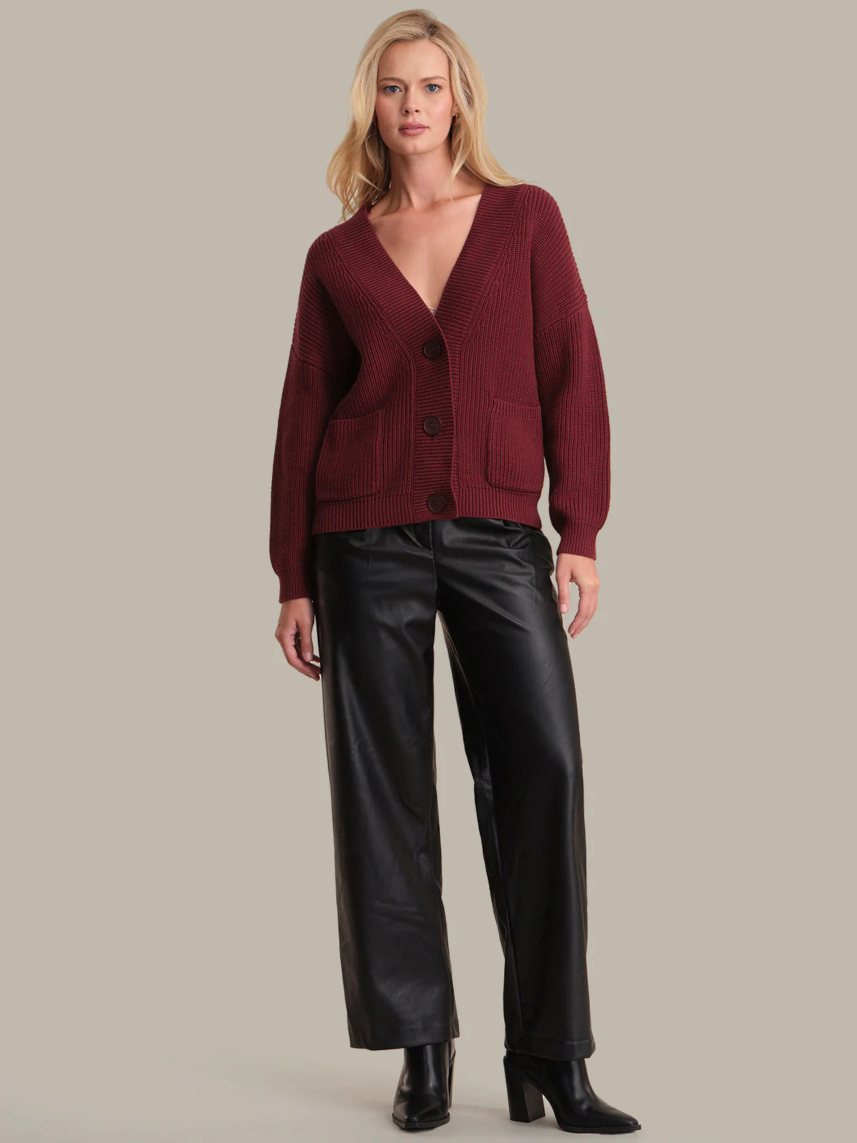 Celeste Button Down Cardigan Oxblood