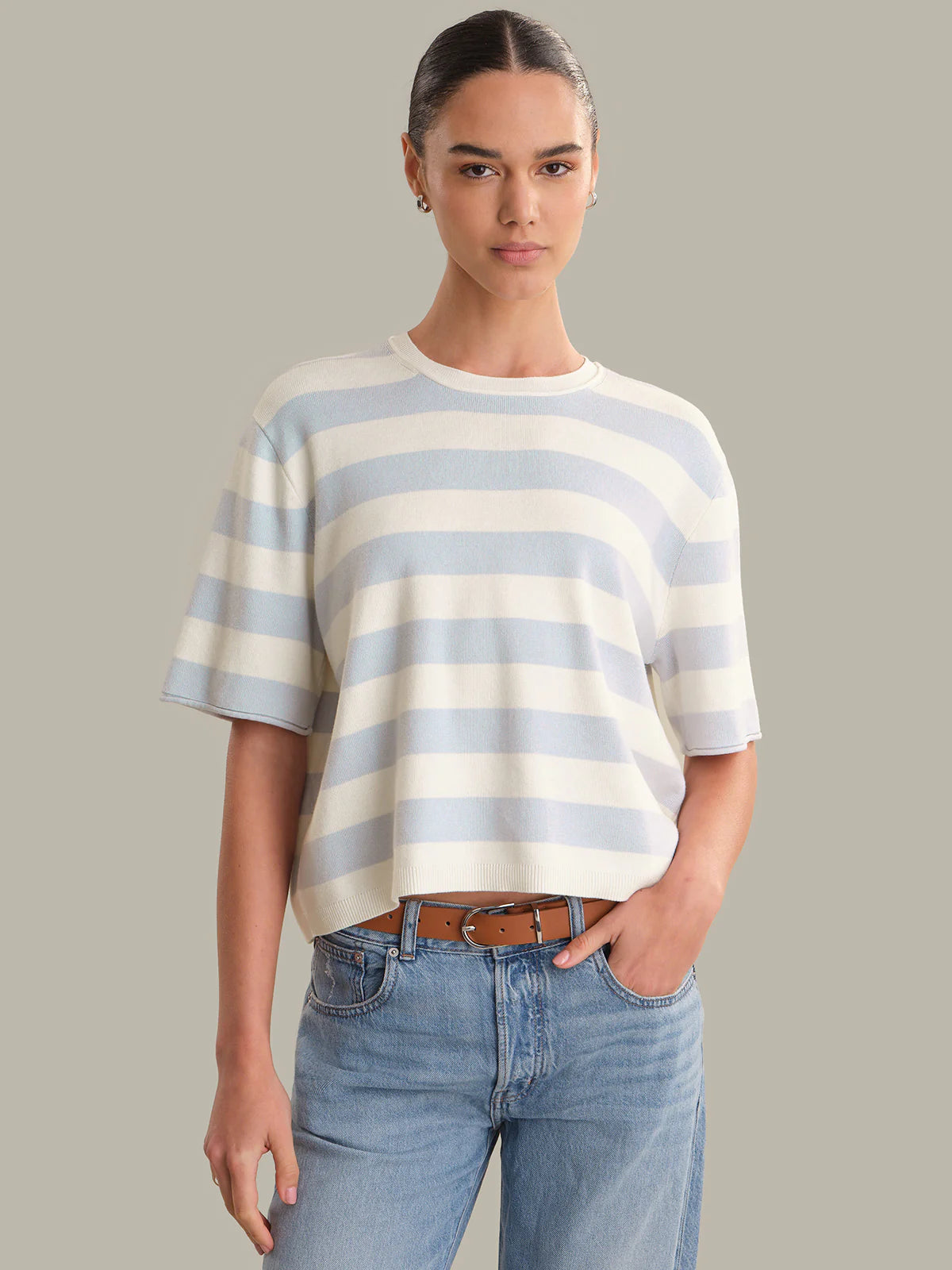 525 June Cotton Stripe Pullover Chalk Combo