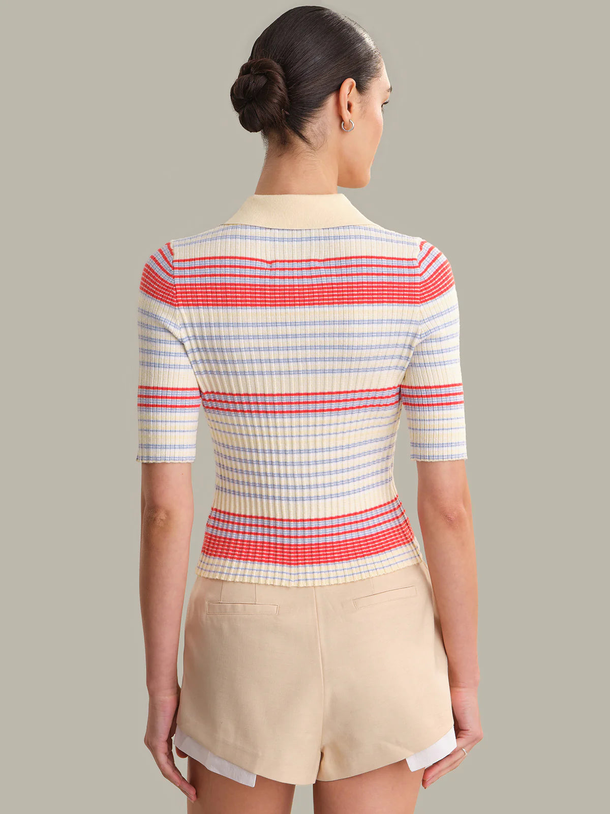 525 Calla Striped Polo Top Bright Multi Stripe