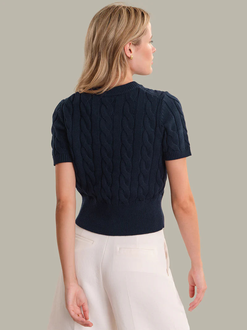 525 Clara Cable Knit Dark Blue Pullover Sweater