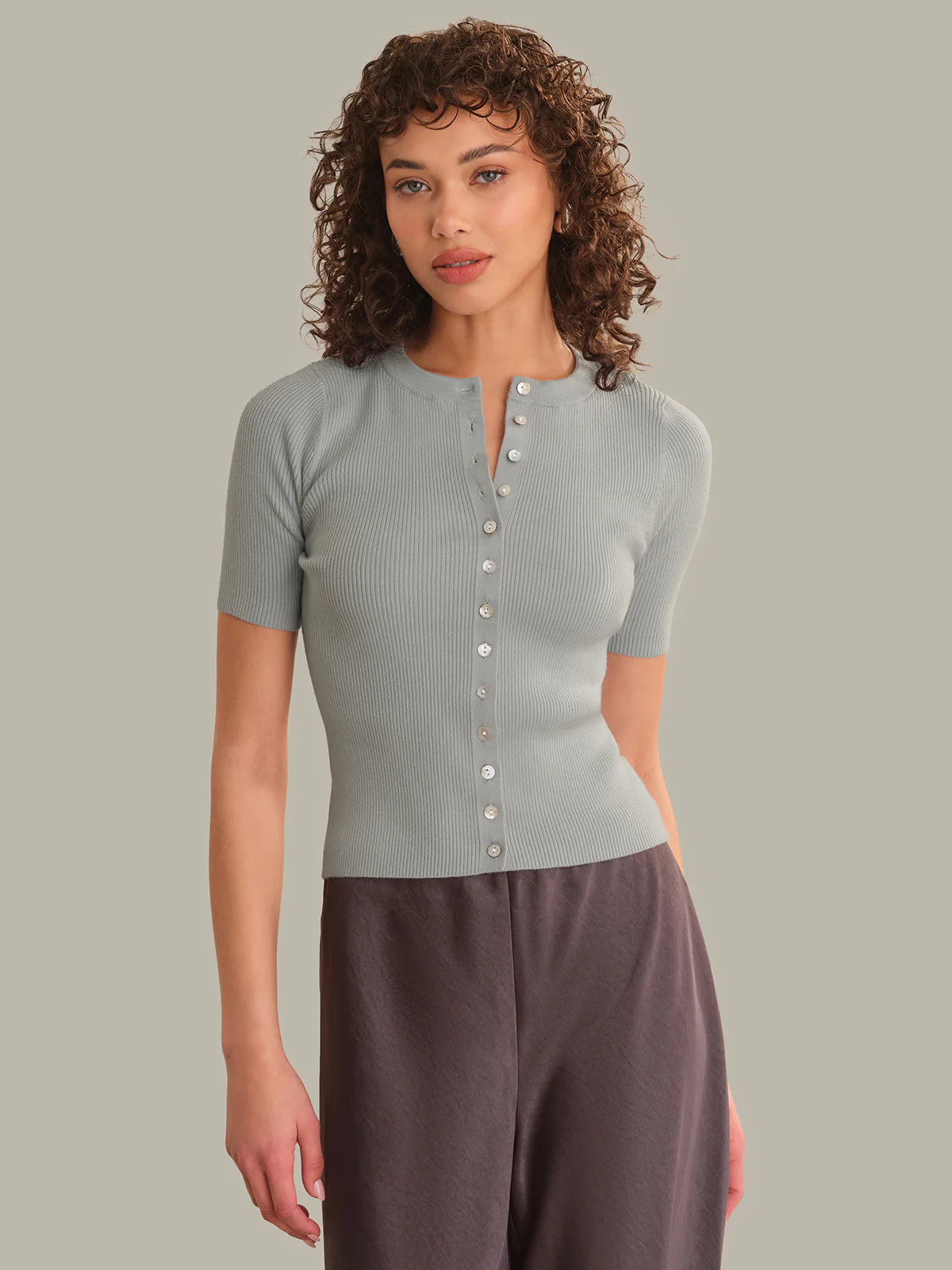 Georgie Elbow Sleeve Button Down Cardigan