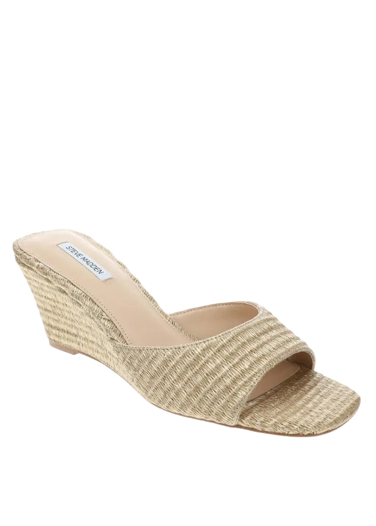 Steve Madden Seleste Gold Raffia Wedge Sandals