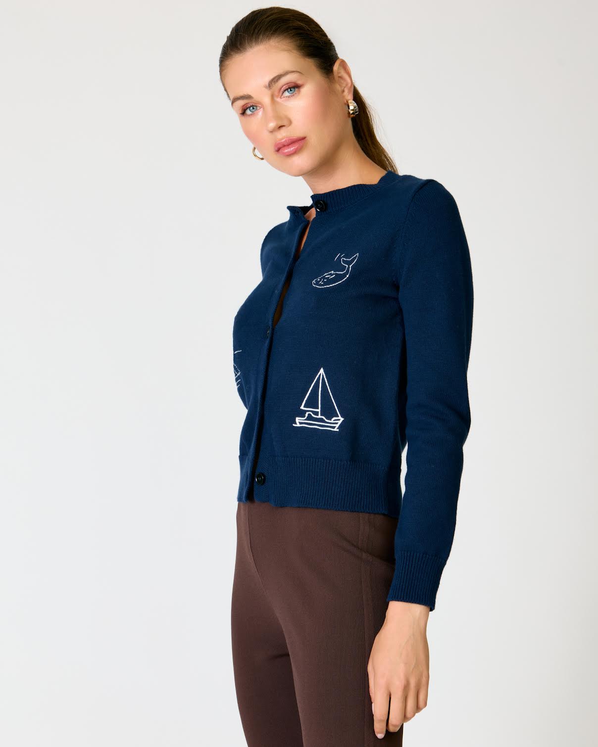 Line & Dot Mooring Navy Cardigan