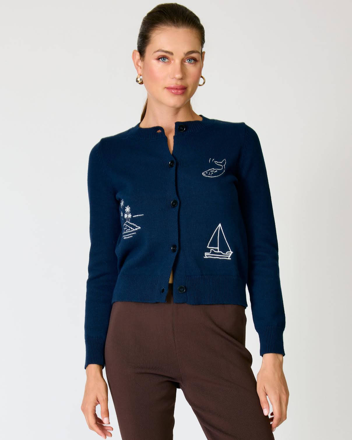 Line & Dot Mooring Navy Cardigan