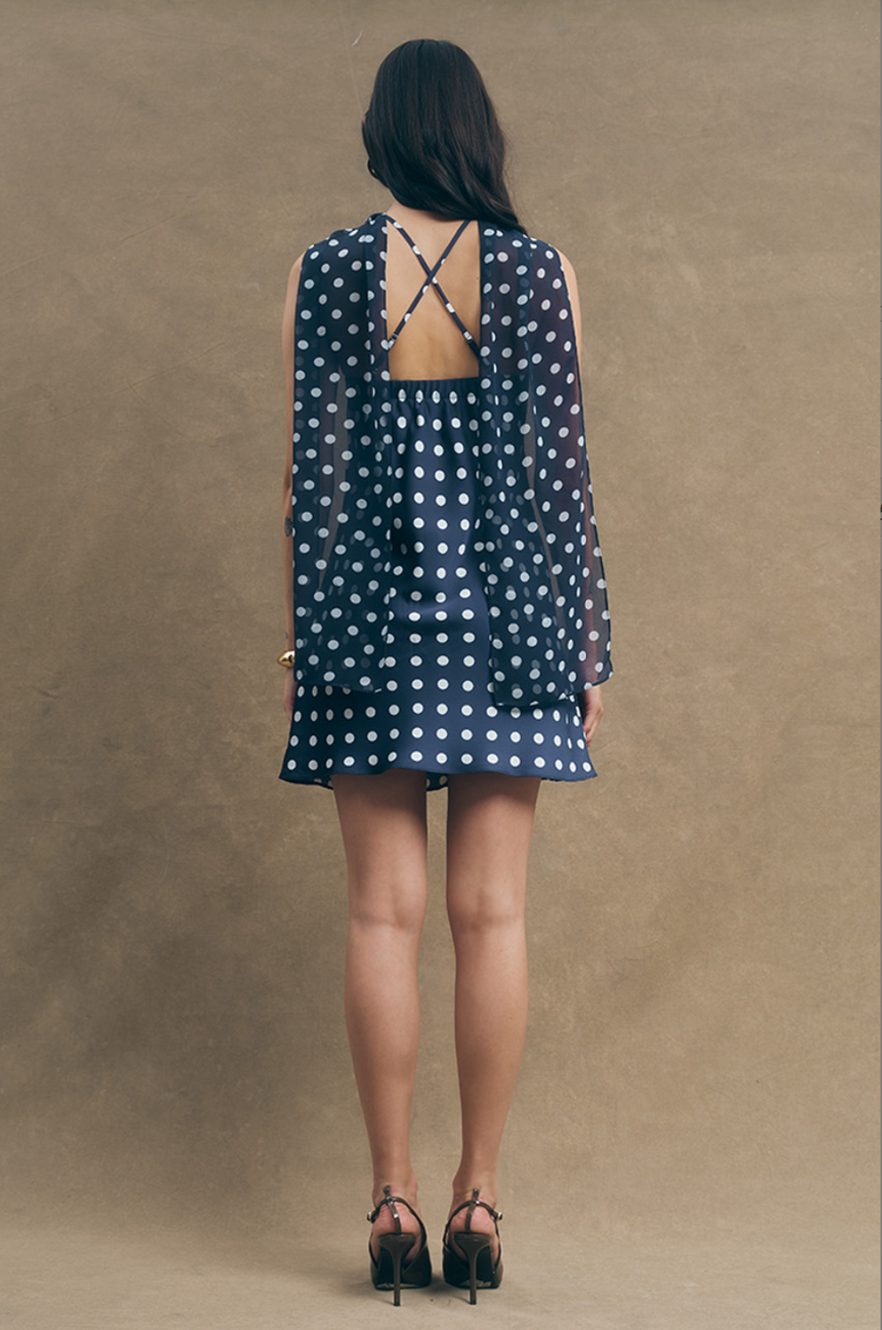 Hendrix Navy White Dots Dress