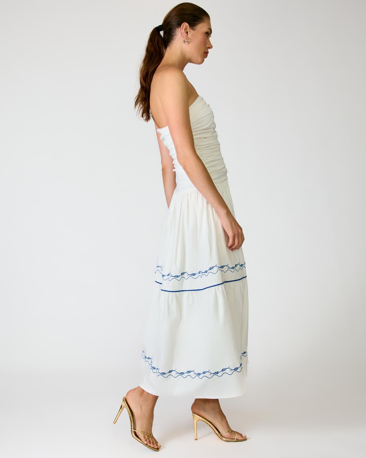 Line & Dot Oia White & Blue Dress