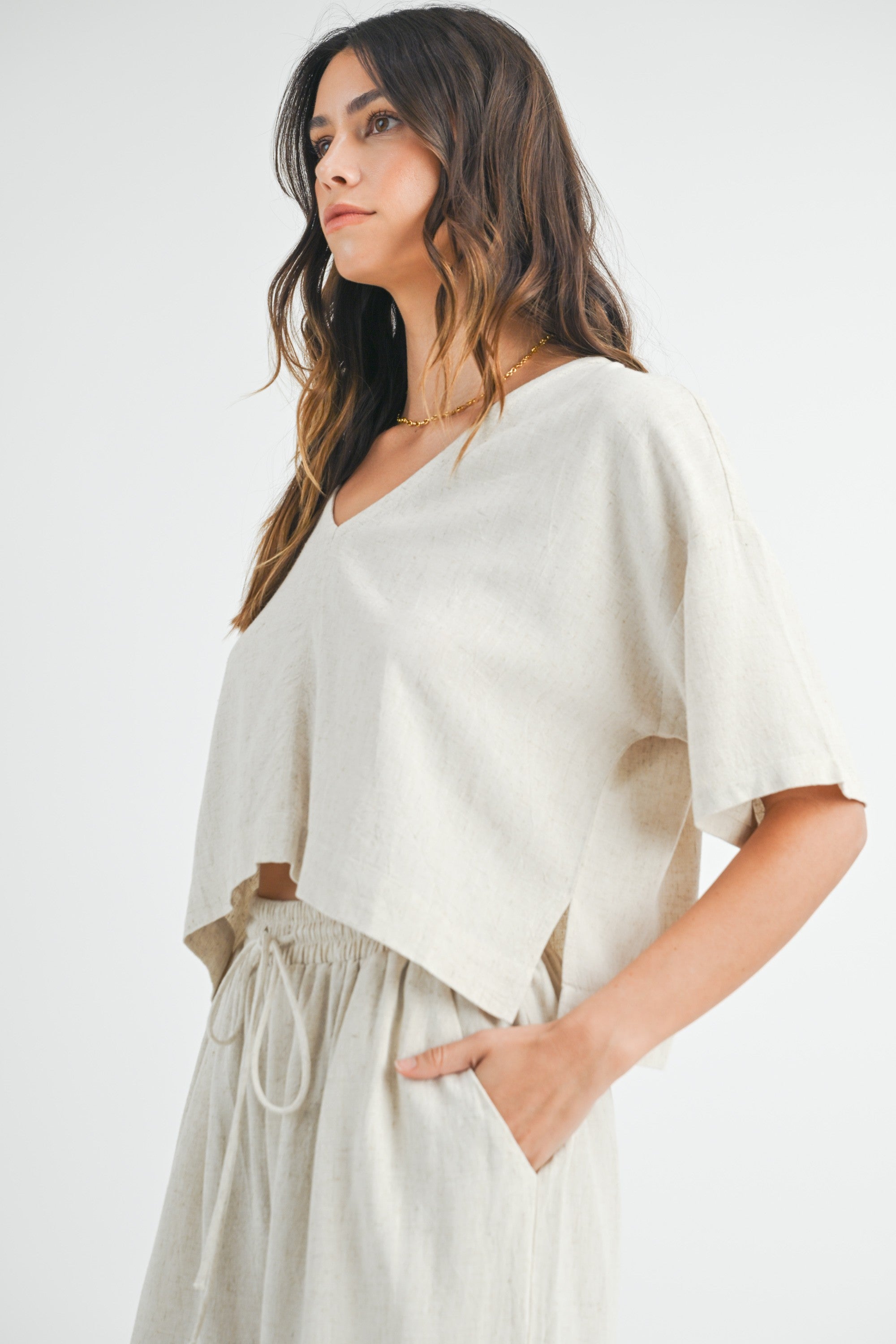 Madelyn Linen Wide Leg Pants | Beige