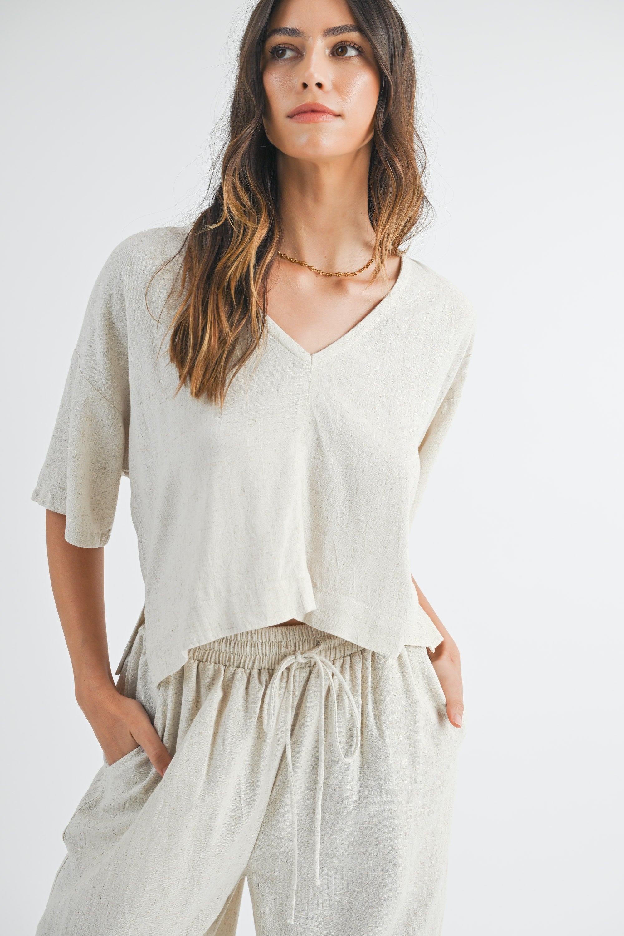 Madelyn Linen Wide Leg Pants | Beige