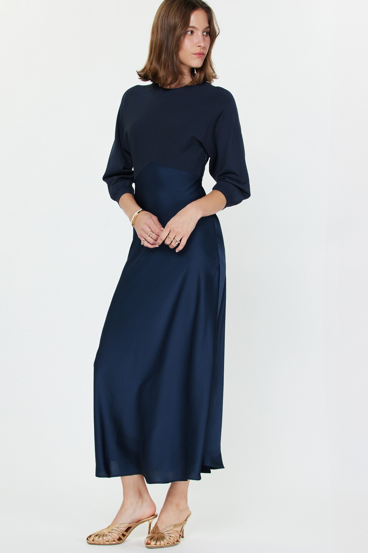 Faye Navy Midi Dress
