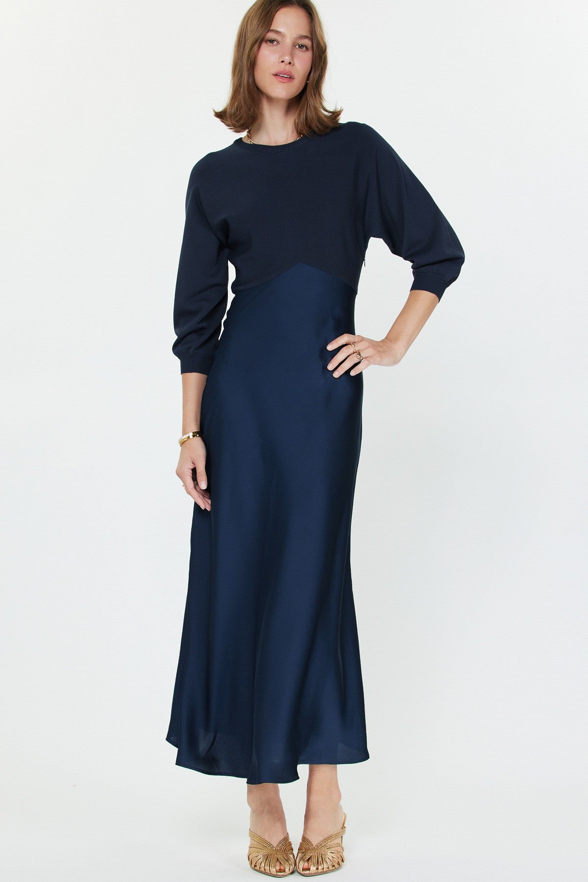 Faye Navy Midi Dress