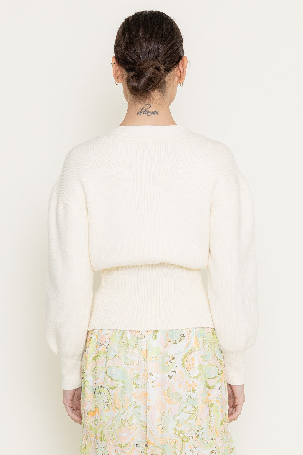 Lucy Gold Button Cardigan Cream