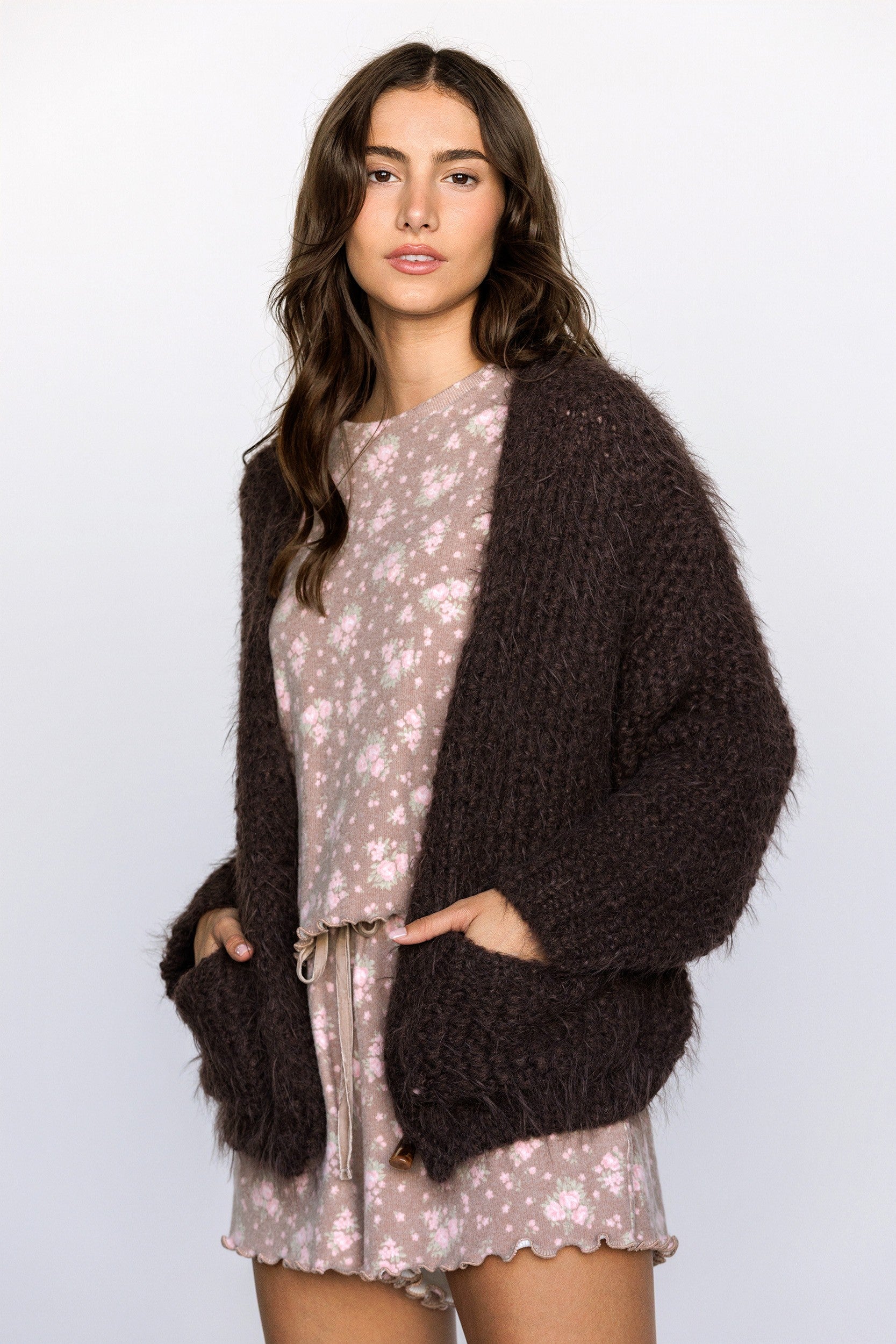 Teddy Brown Fuzzy Cardigan
