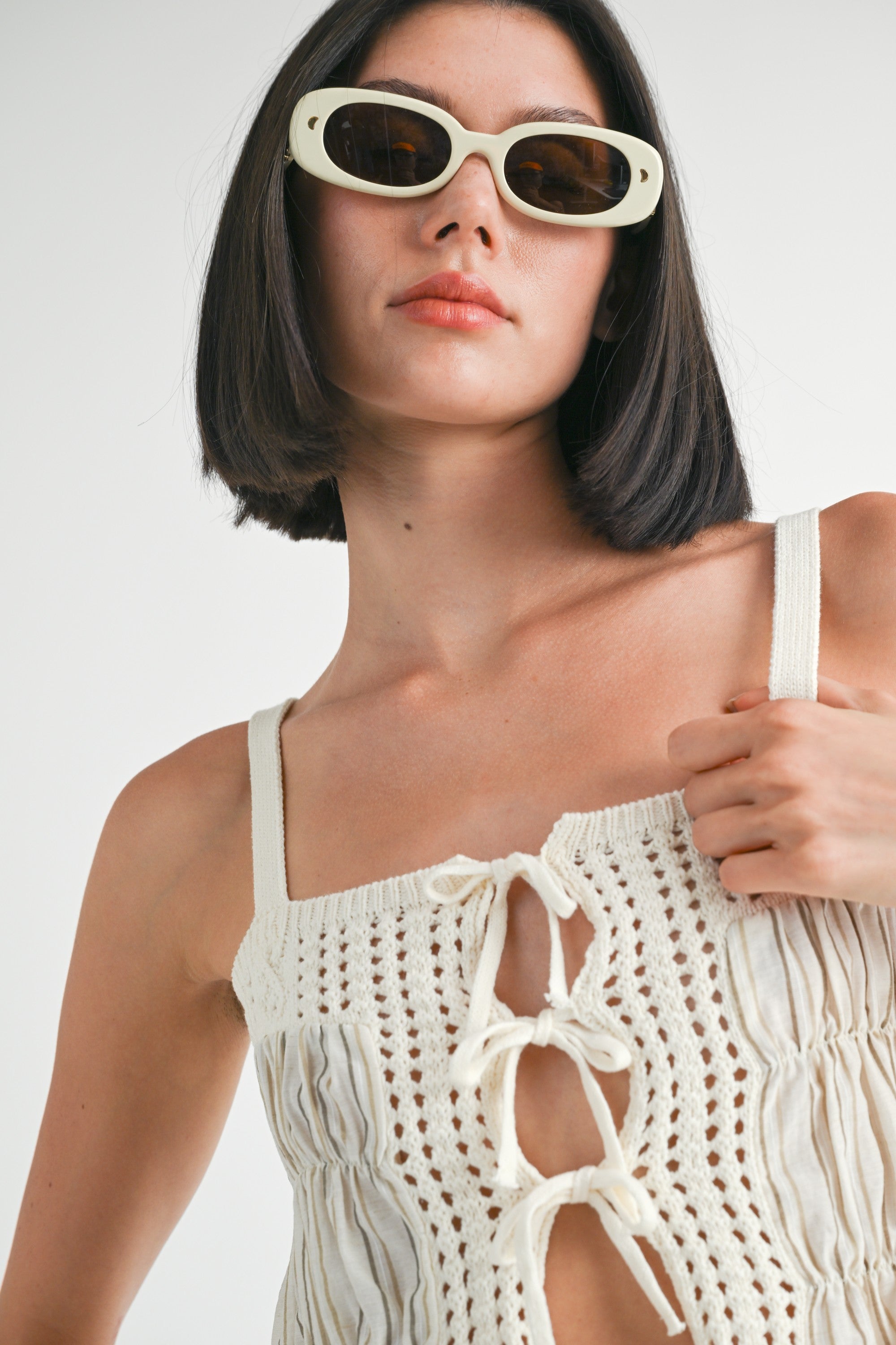 Dahila Crochet Tank Top | Brown Cream