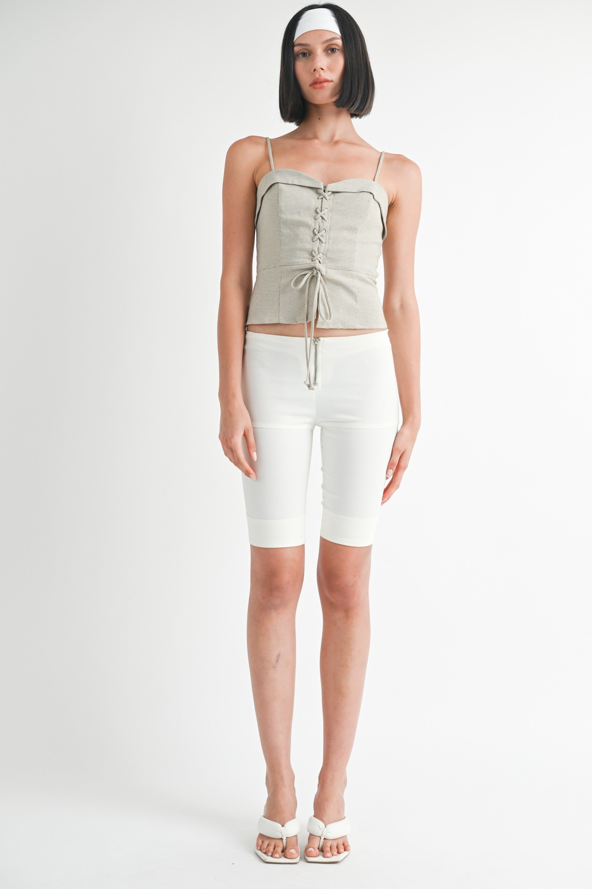 Ivy Checkered Lace Up Top