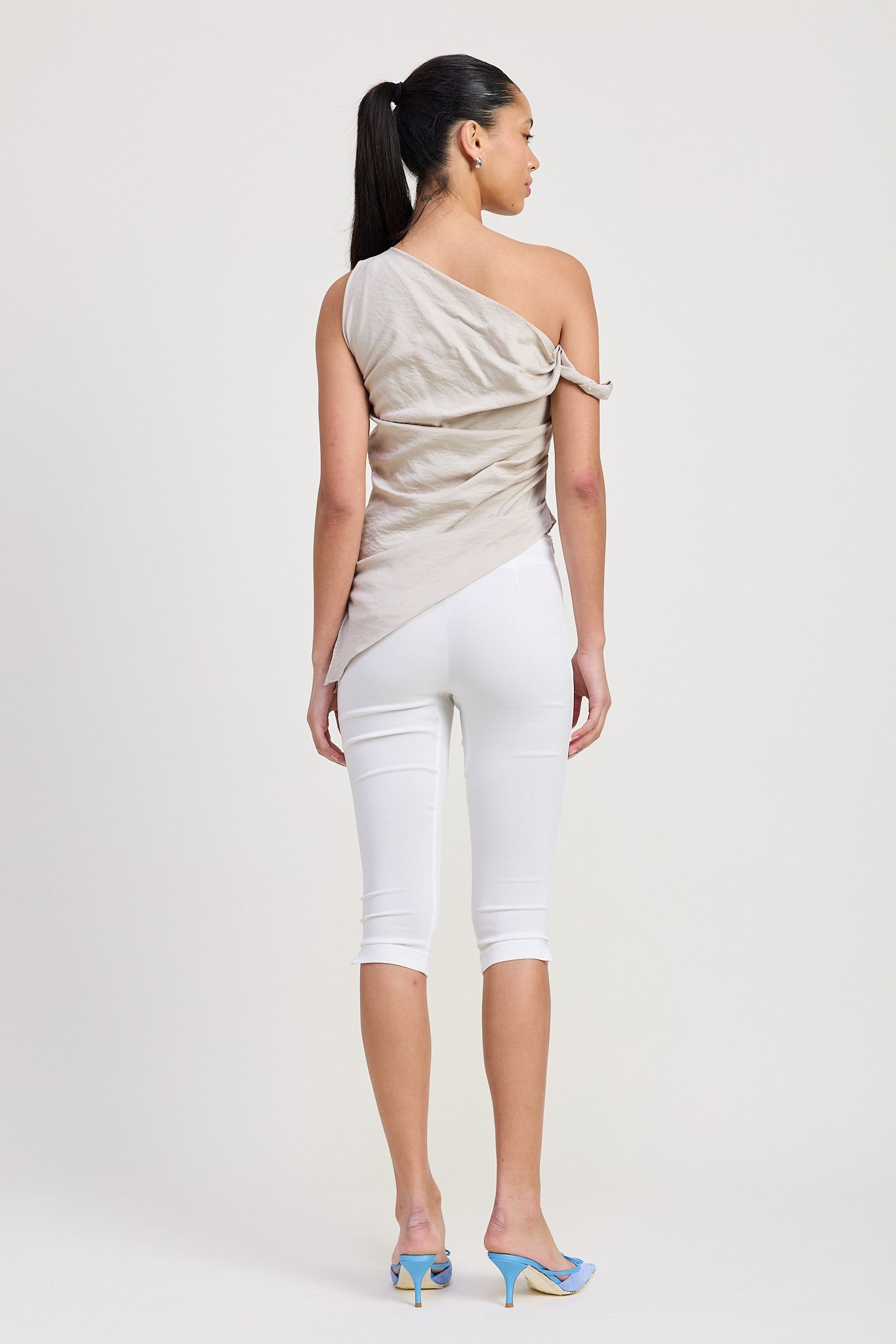 Dovie Asymmetrical Tunic Top | Taupe