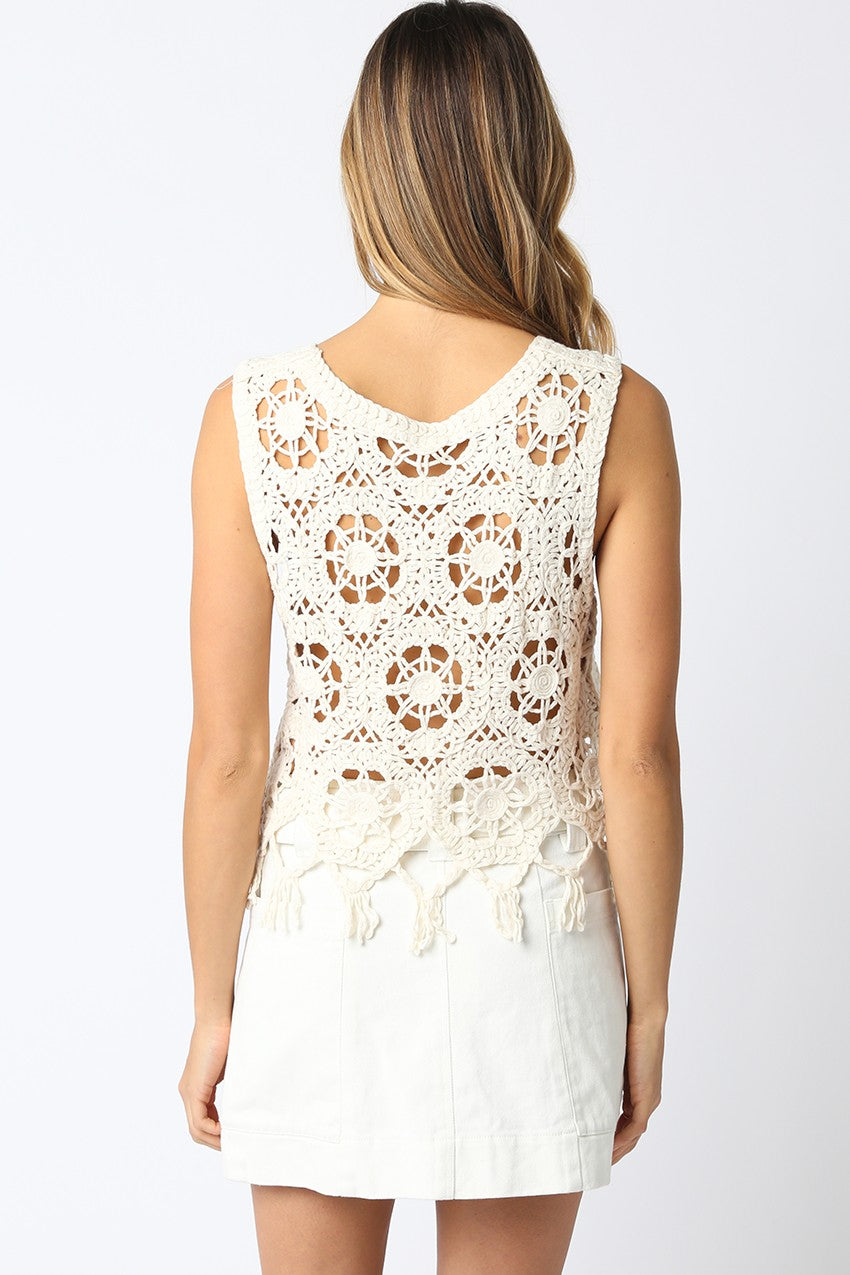 Ava Crochet Tank Top | Cream