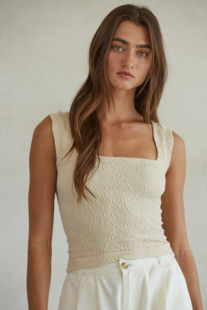 Romy Jacquard Square Seamless Tank
