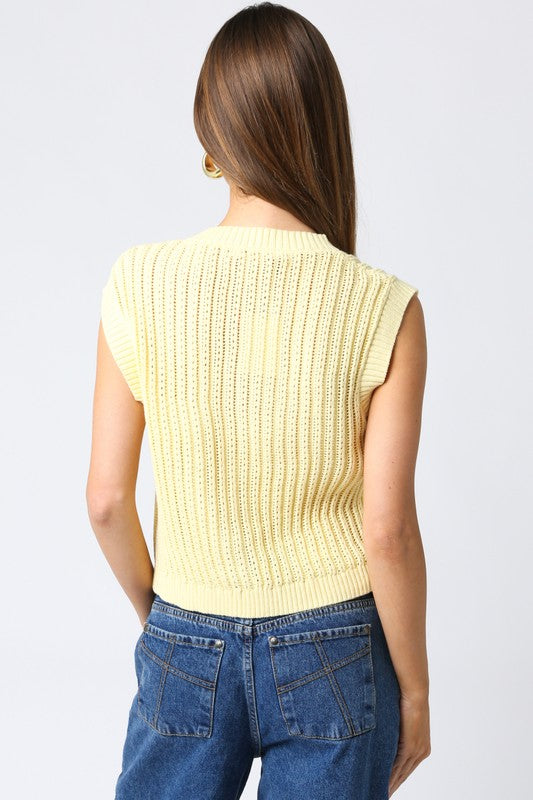 Scottie Sweater Vest Top Butter Yellow