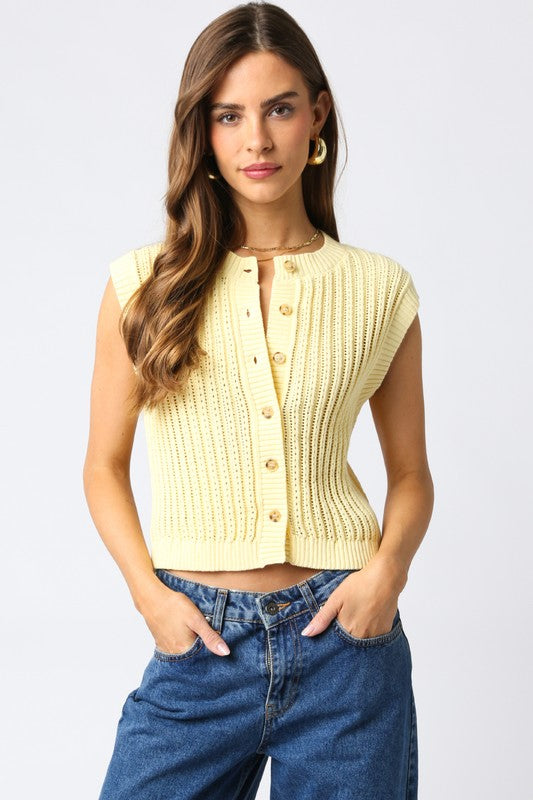 Scottie Sweater Vest Top Butter Yellow