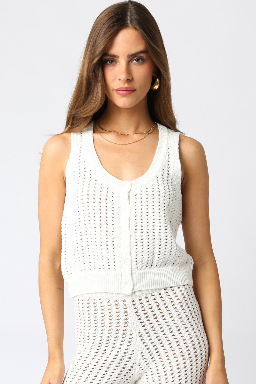 Joanie Crochet Tank Top | White