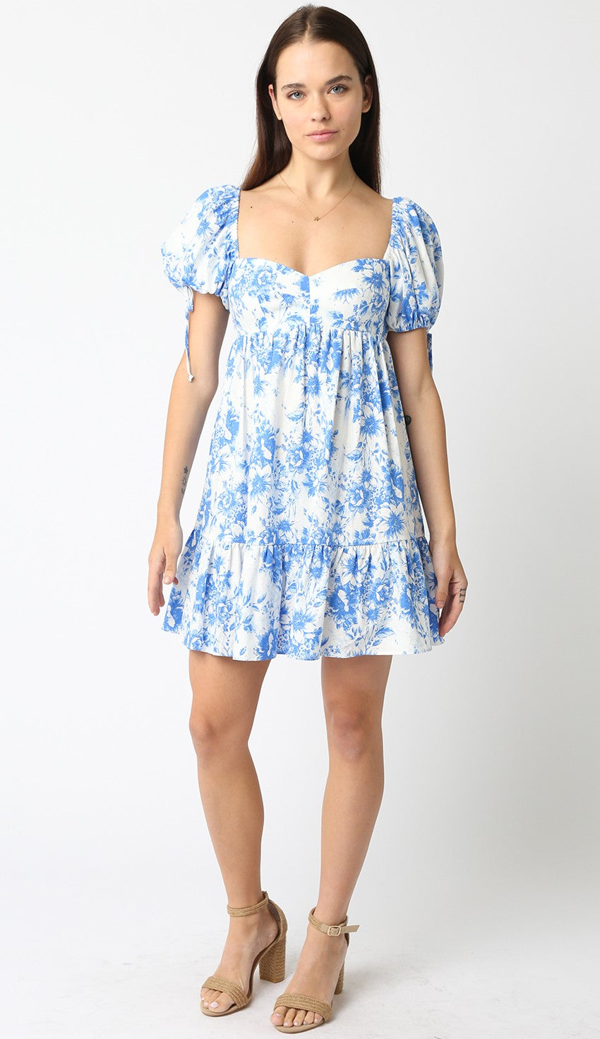 Bardot Floral Babydoll Dress | Blue