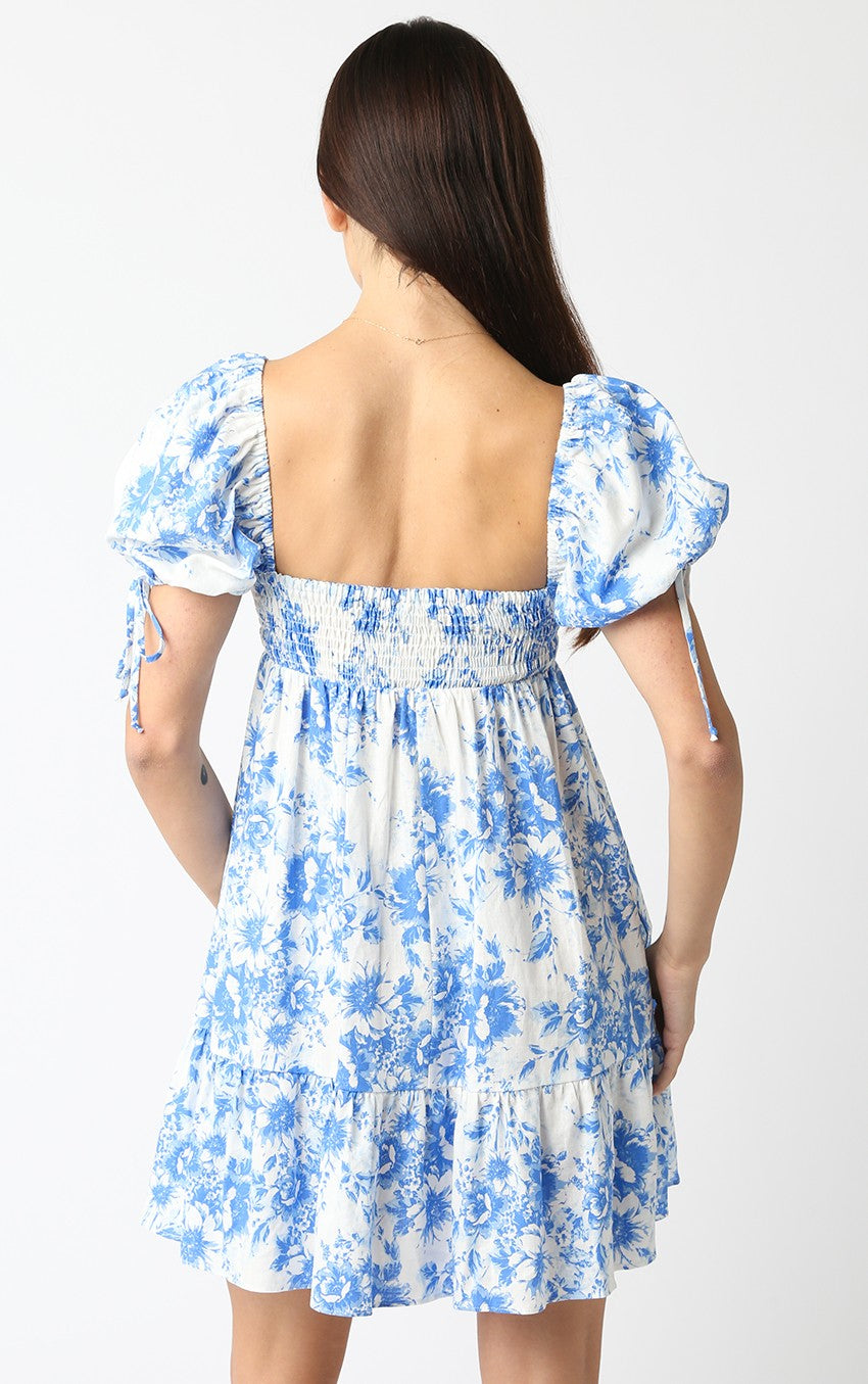 Bardot Floral Babydoll Dress | Blue