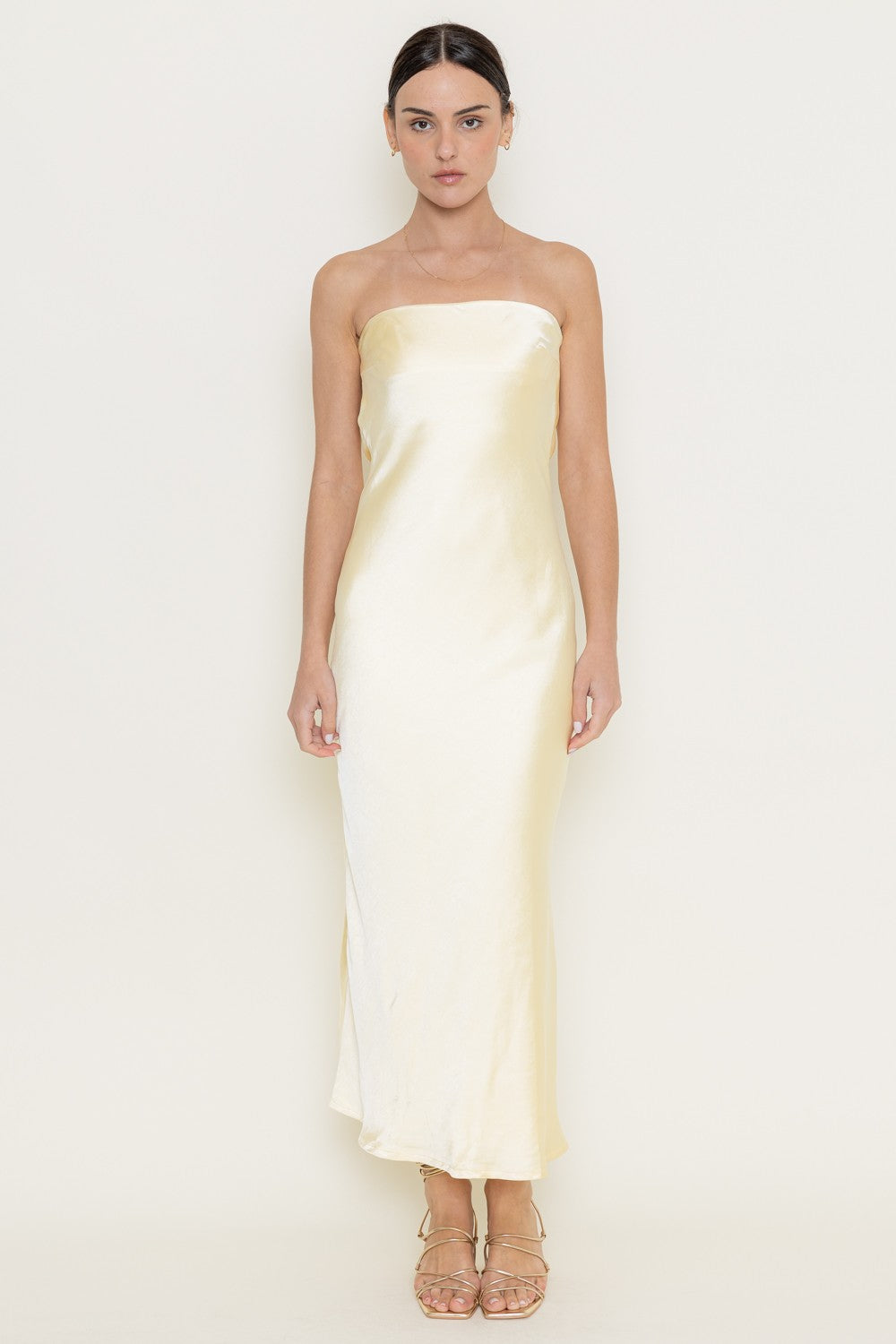 Limoncello Strapless Satin Maxi Dress