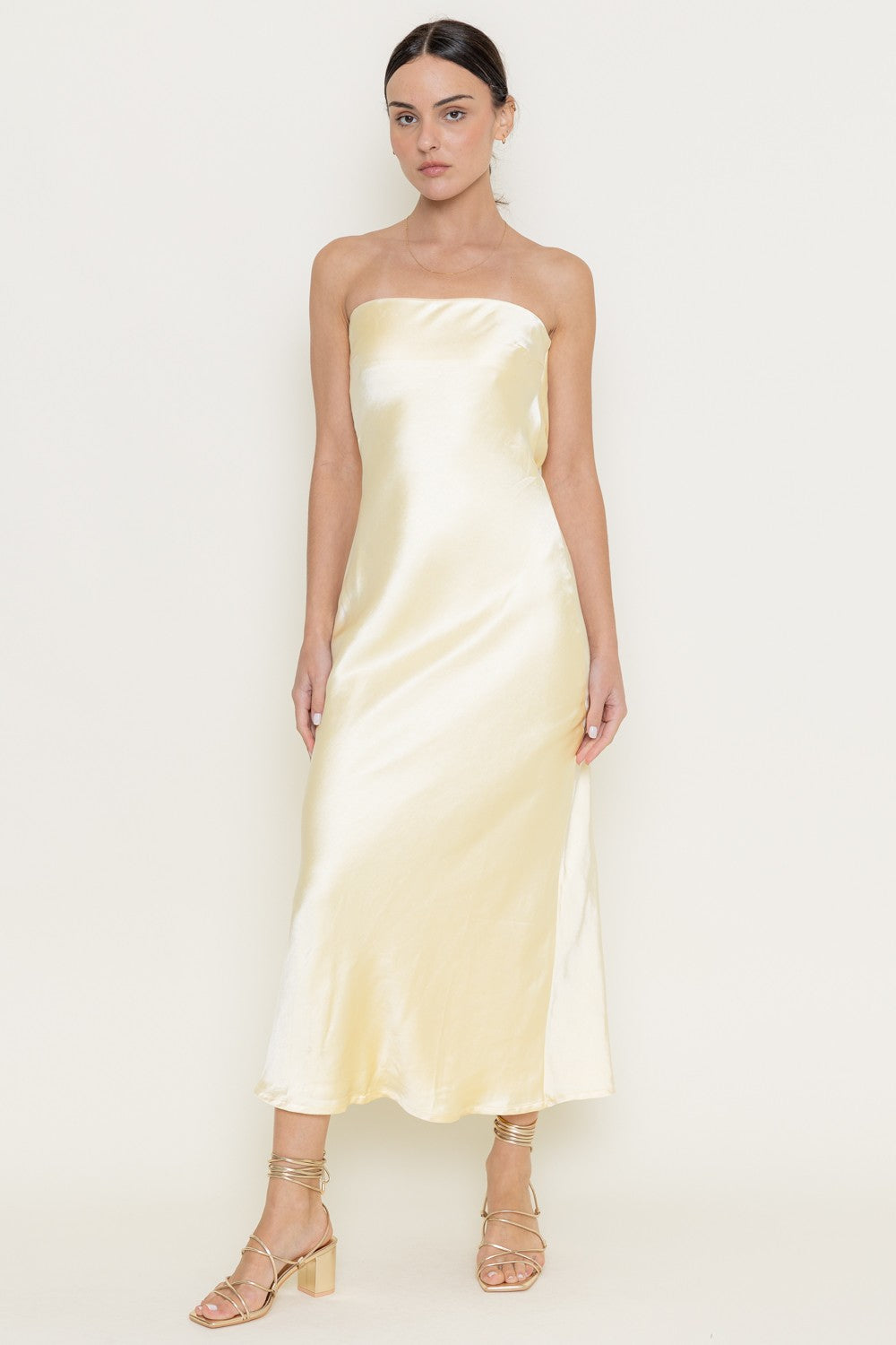 Limoncello Strapless Satin Maxi Dress