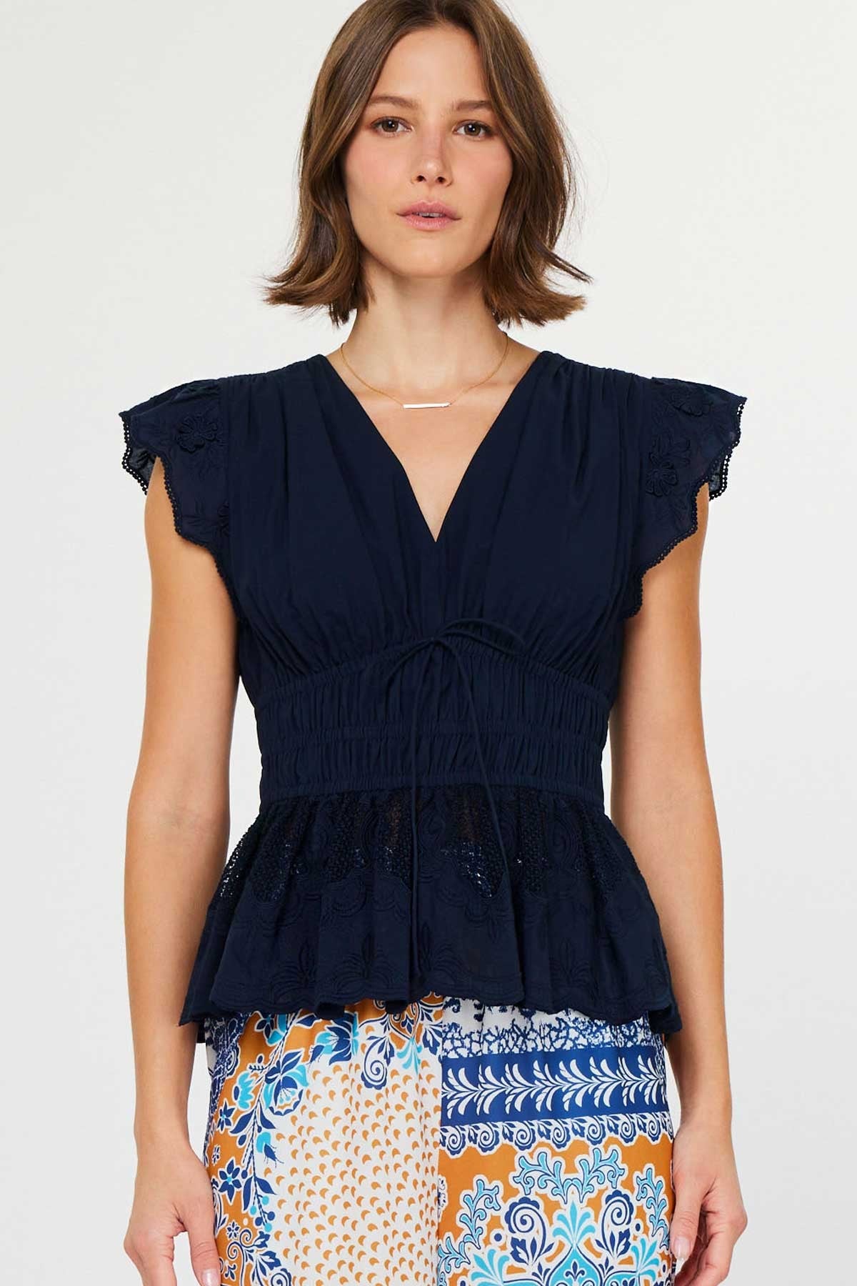 Current Air | Charlotte Eyelet Lace Peplum Top
