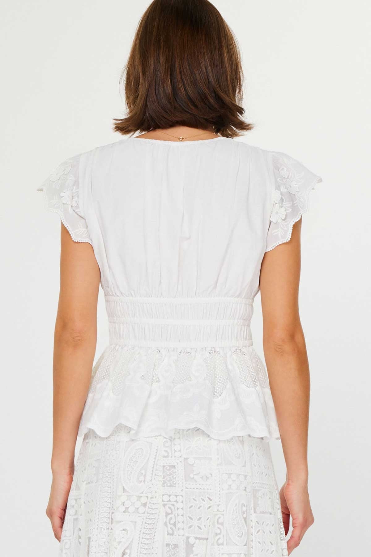 Current Air | Charlotte Eyelet Lace Peplum Top
