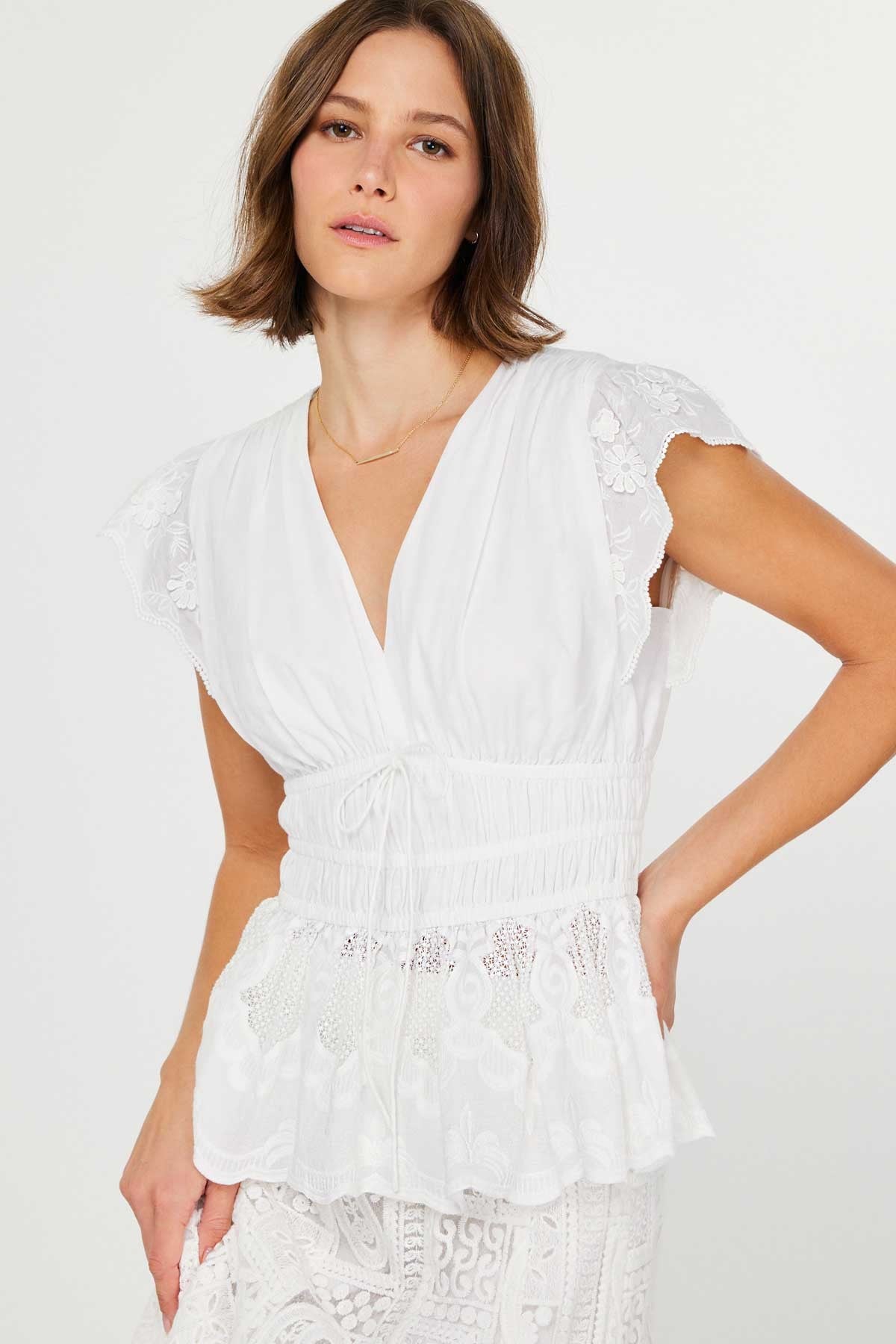 Current Air | Charlotte Eyelet Lace Peplum Top