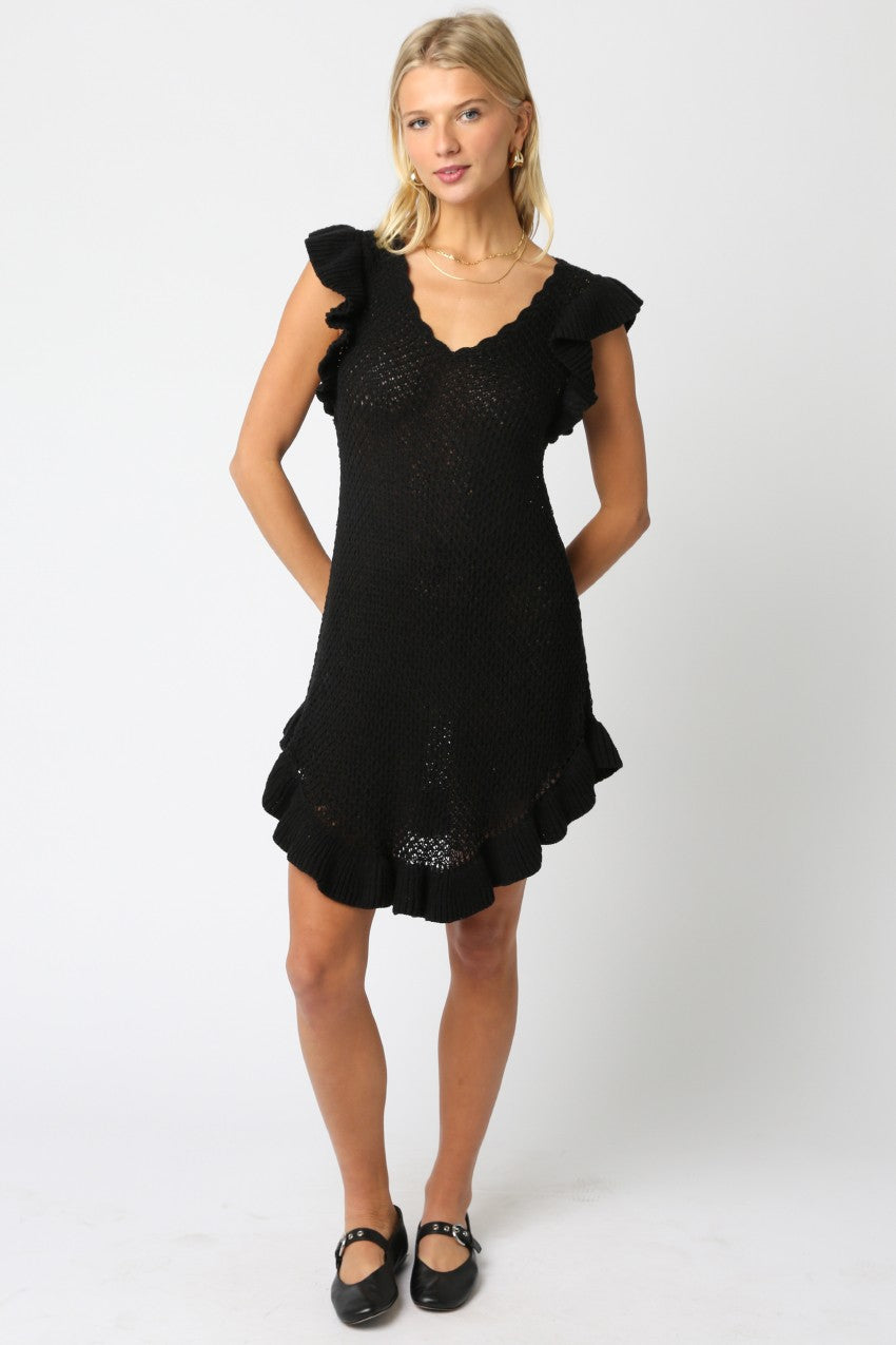 Neve Crochet Mini Dress Black