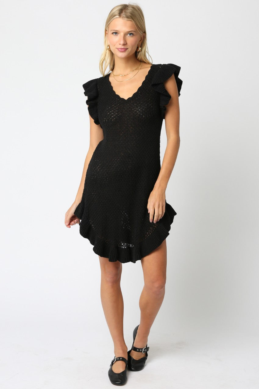 Neve Crochet Mini Dress Black