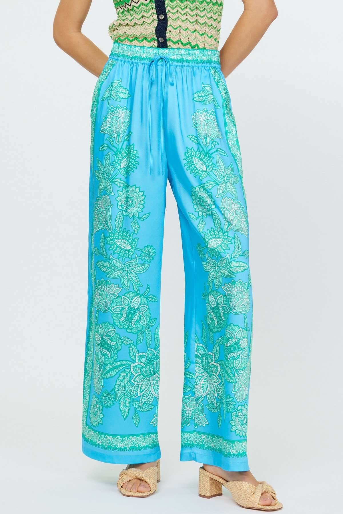 Current Air | Aylani Pailsey Wide Leg Pants Blue