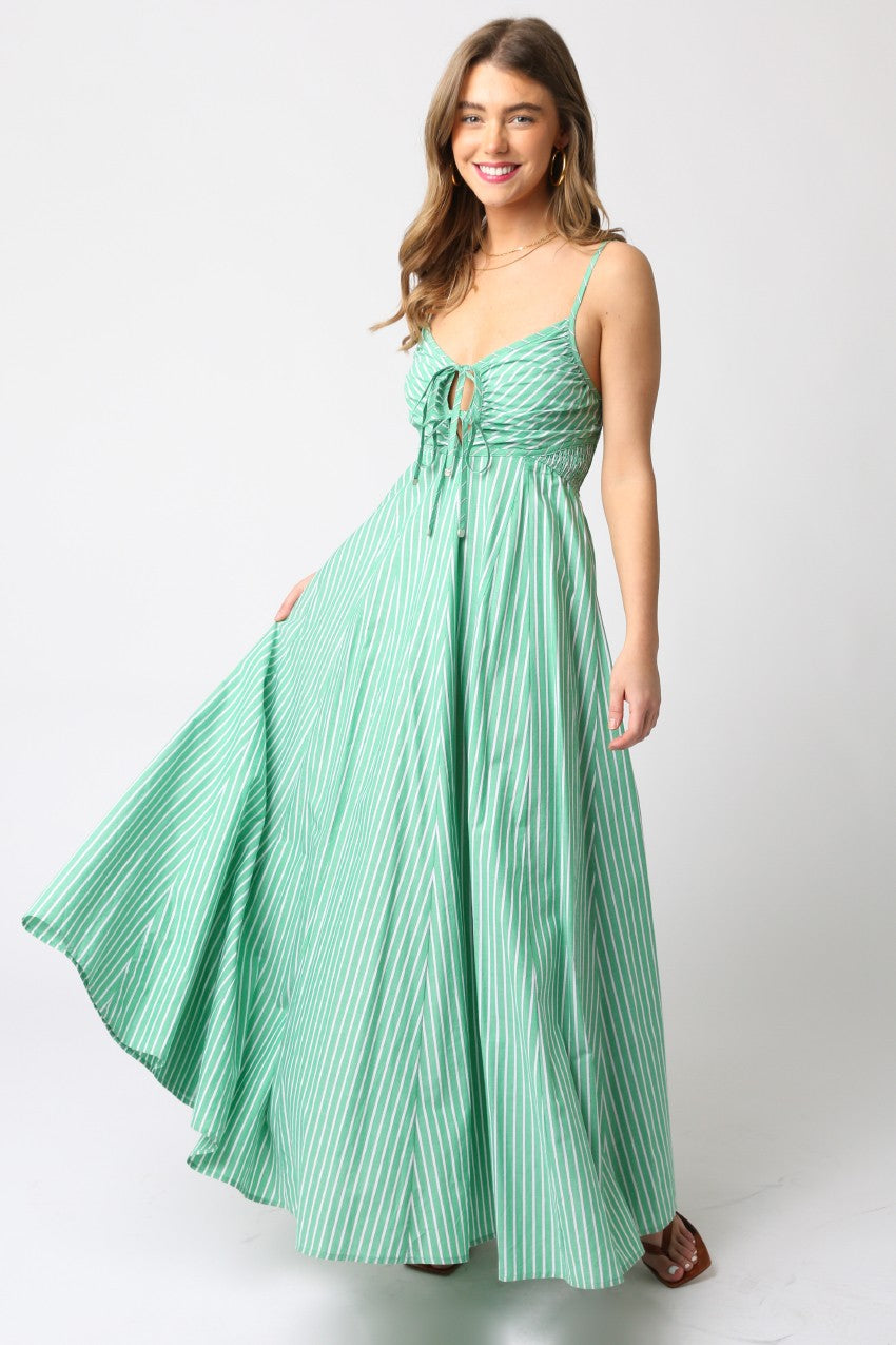 Isle Green Striped Maxi Dress