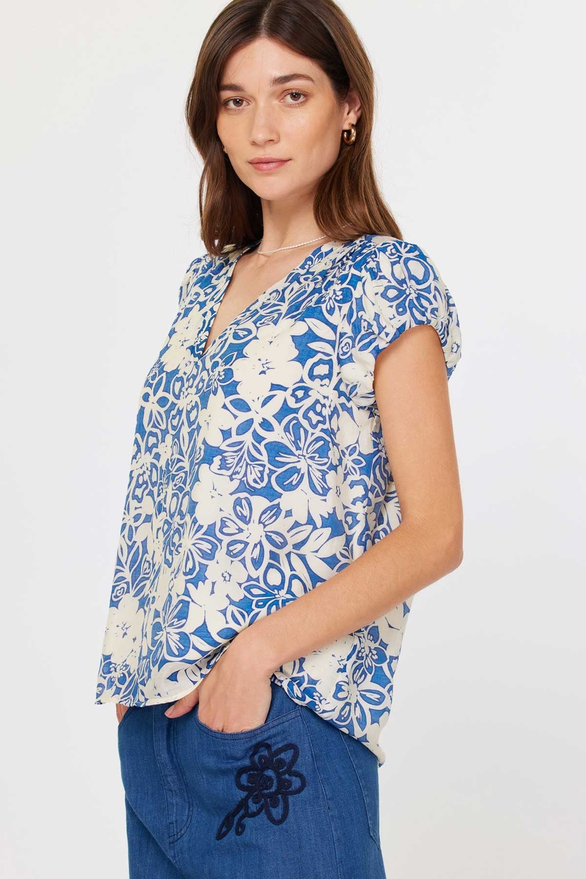 Ophelia Floral Top | Blue