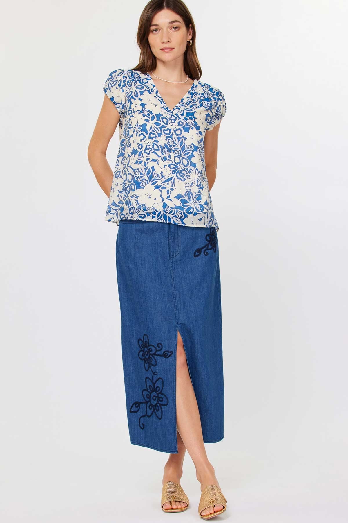 Ophelia Floral Top | Blue