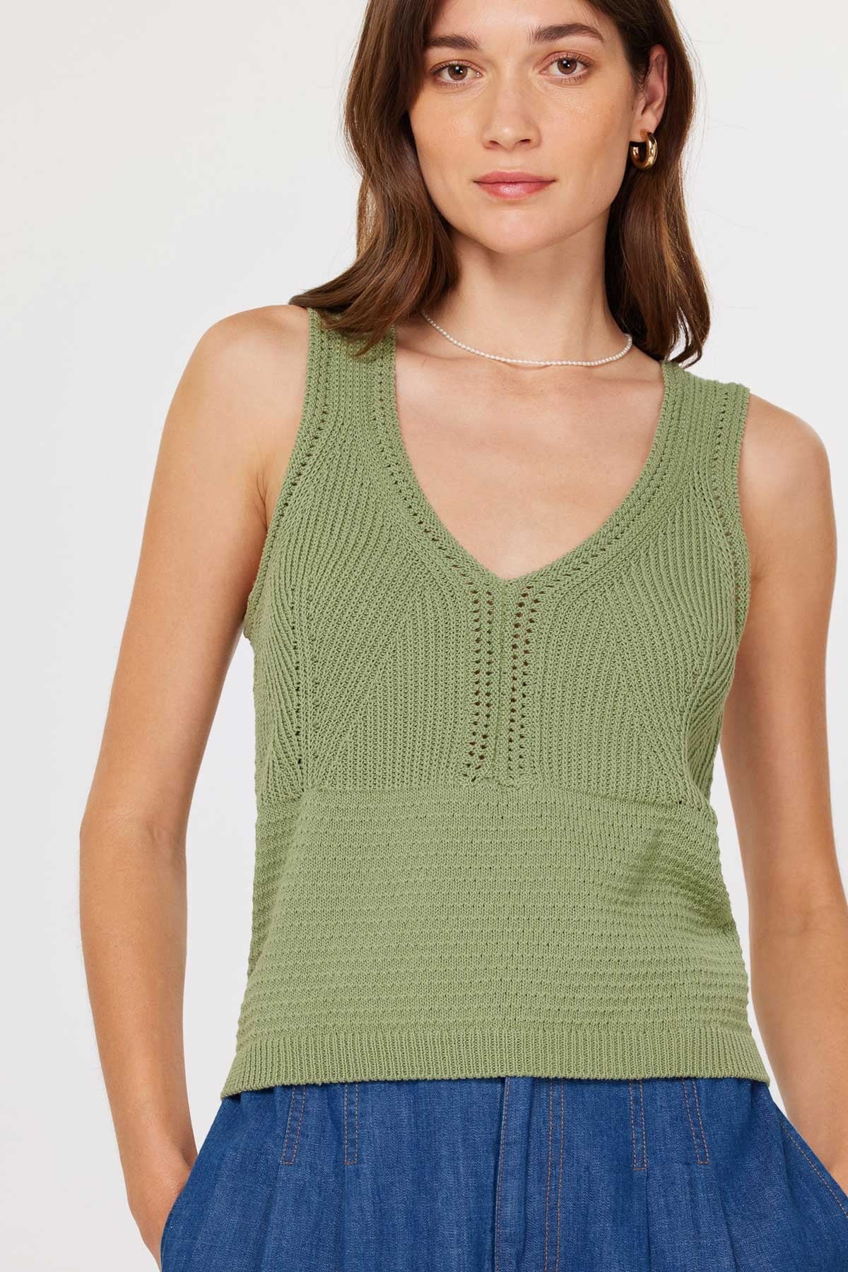 Current Air | Kendra Sage Knit Tank Top